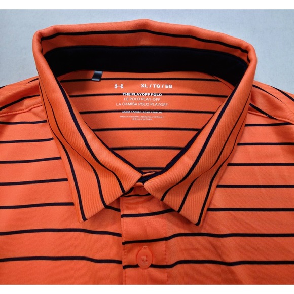 Under Armour Other - Under Armour The Playoff Polo Shirt Mens XL LIMITED USE Neon Orange Blue Stretch